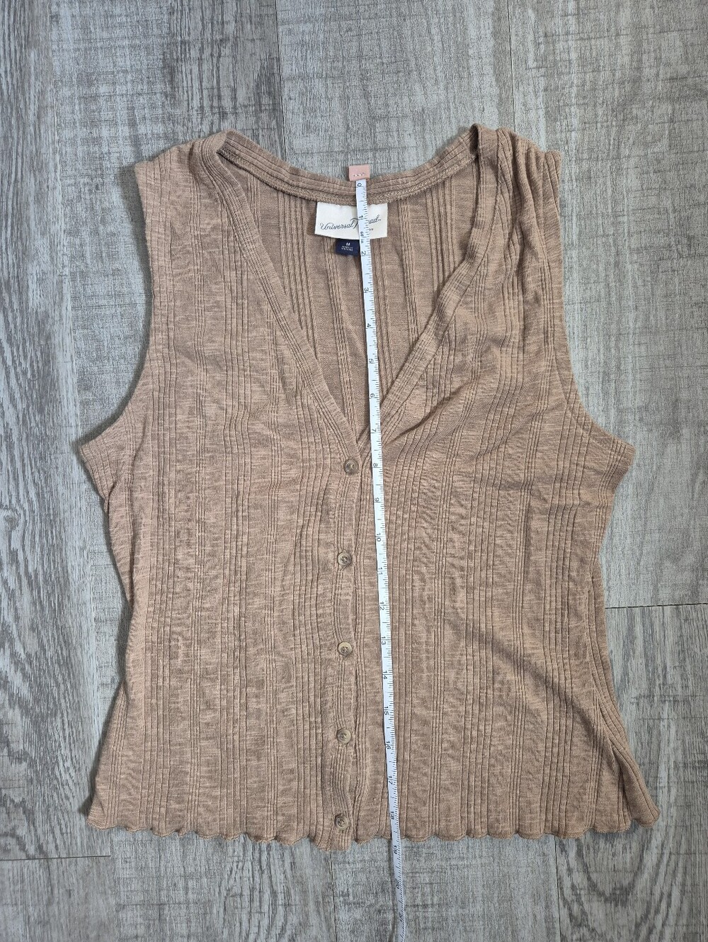 Universal Thread Sleeveless Ribbed Button-Front Top in Taupe - Picture 8 of 8